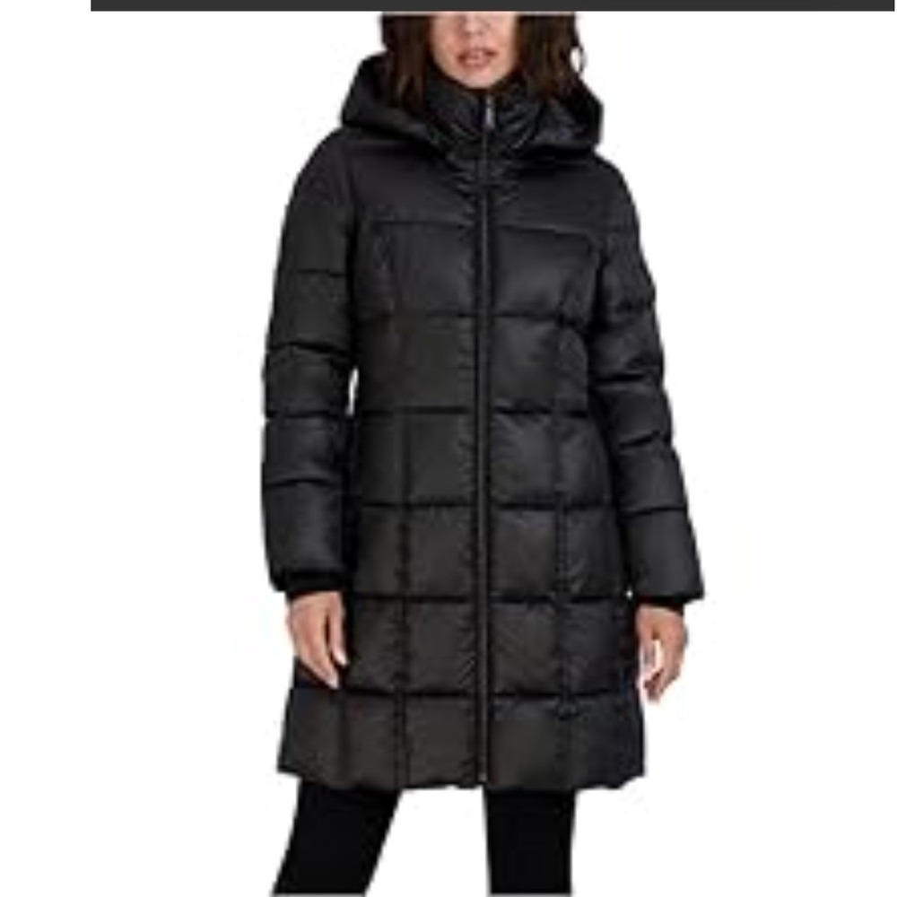 Aventure Womens Ultra Light Down Puffer Coat Hooded Black Parka XL 650 Fill RDS